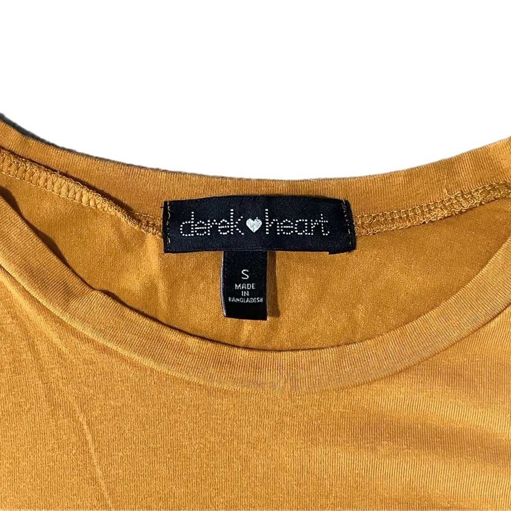 🧡 Derek Heart Bodycon Dress~Women’s Sm~Golden Orange~Ripped Details~Curved Hem - Picture 7 of 8